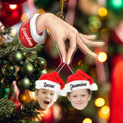 Custom Photo Grandma Grandkids Christmas Gift - Personalized Cutout Acrylic Ornament, Custom Grandma Grandkids Family Ornament 2024 ON0293