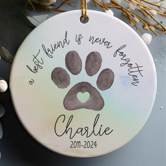 Personalized A Best Friend Is Never Forgotten Ornament, Custom Pet Memorial Ornament With Name ON0073