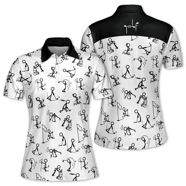 Stickfigures Golf Polo Shirts For Women, Fun Womens Golf Shirts GZ0003