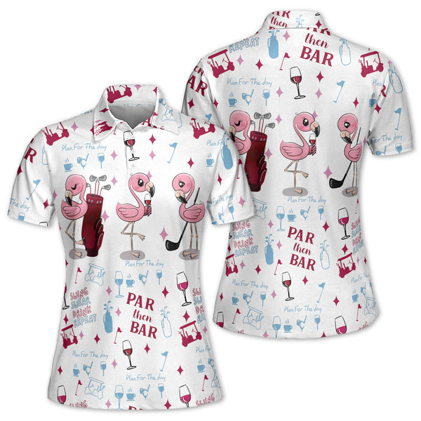 Flamingo Par Then Bar Golf Polo Shirts Womens, Funny Flamingo Golf Shirts For Women GZ0027