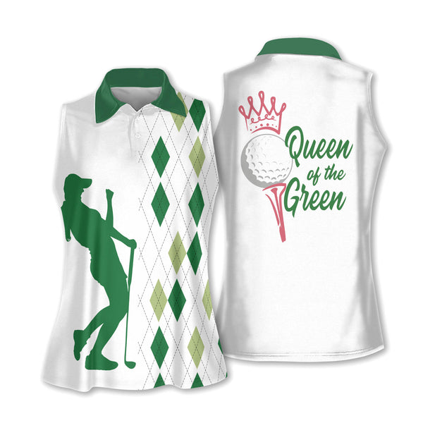 Queen Of The Green Sleeveless Women's Golf Shirts, Funny Golf Shirts For Women GZ0016