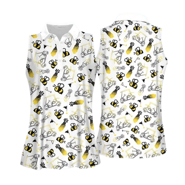 Cute Bee Golf Shirt Womens Sleeveless, Bee Golf Shirts For Women GY0032
