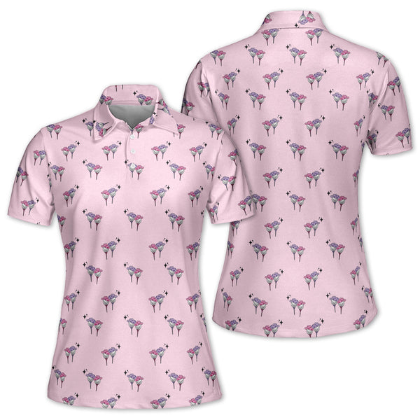Cowgirl Pink Golf Polo Shirts For Women, Western Golf Shirts Women GE0022