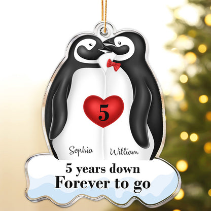 Many Years Down Forever To Go - Personalized Acrylic Ornament, Custom 5 Years Down Forever To Go Wedding Anniversary Older Married Couples Ornament ON0396