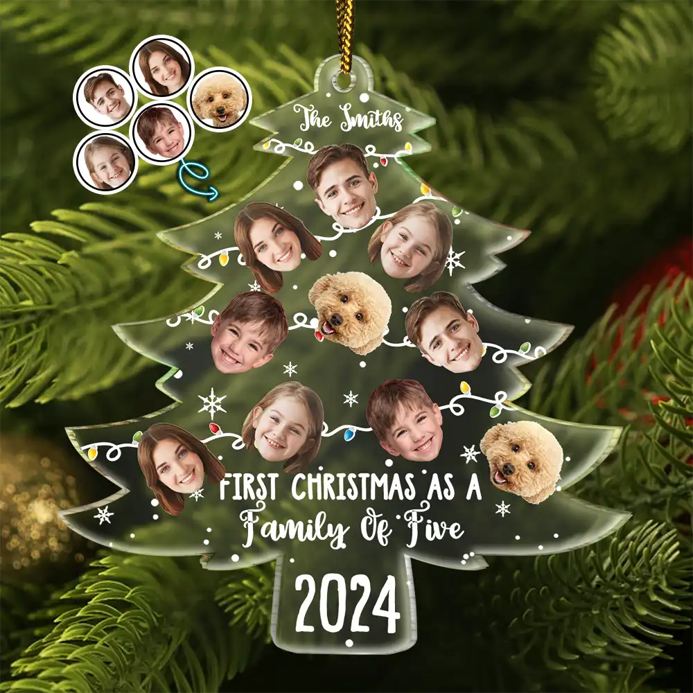 Custom Photo First Christmas As A Family - Personalized Custom Shaped Acrylic Ornament, Personalized Family Christmas Ornament ON0375