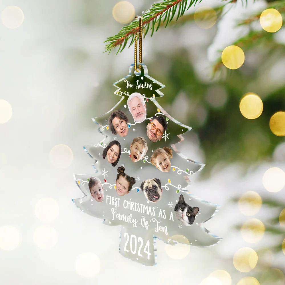 Custom Photo First Christmas As A Family - Personalized Custom Shaped Acrylic Ornament, Personalized Family Christmas Ornament ON0375