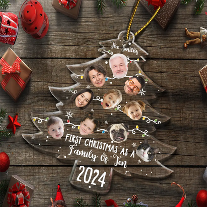 Custom Photo First Christmas As A Family - Personalized Custom Shaped Acrylic Ornament, Personalized Family Christmas Ornament ON0375