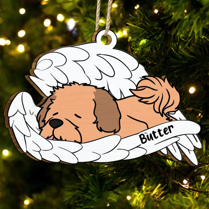 Memorial Angel Pet Don't Cry For Me - Personalized Wooden Cutout Ornament, Custom Pet Memorial Ornament ON0634