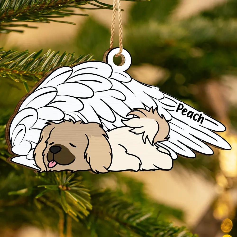 Memorial Angel Pet Don't Cry For Me - Personalized Wooden Cutout Ornament, Custom Pet Memorial Ornament ON0634