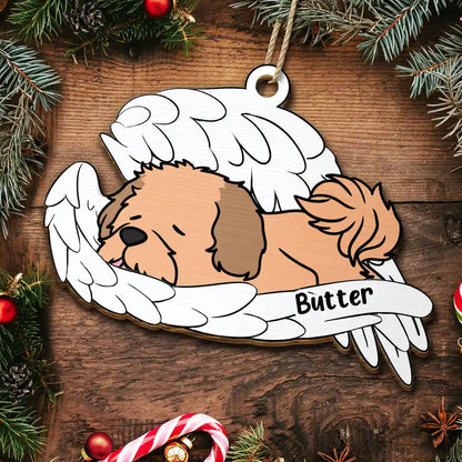 Memorial Angel Pet Don't Cry For Me - Personalized Wooden Cutout Ornament, Custom Pet Memorial Ornament ON0634