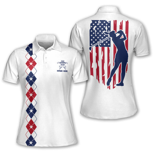 Custom American Flag Golf Polo Women GW0018