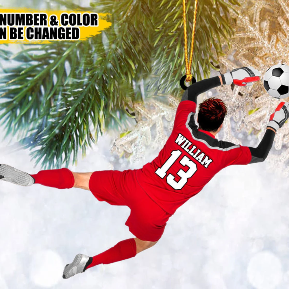 Personalized Soccer Goalkeeper Ornament, Soccer Player Ornament, Custom Name Number Soccer Ornament ON0496