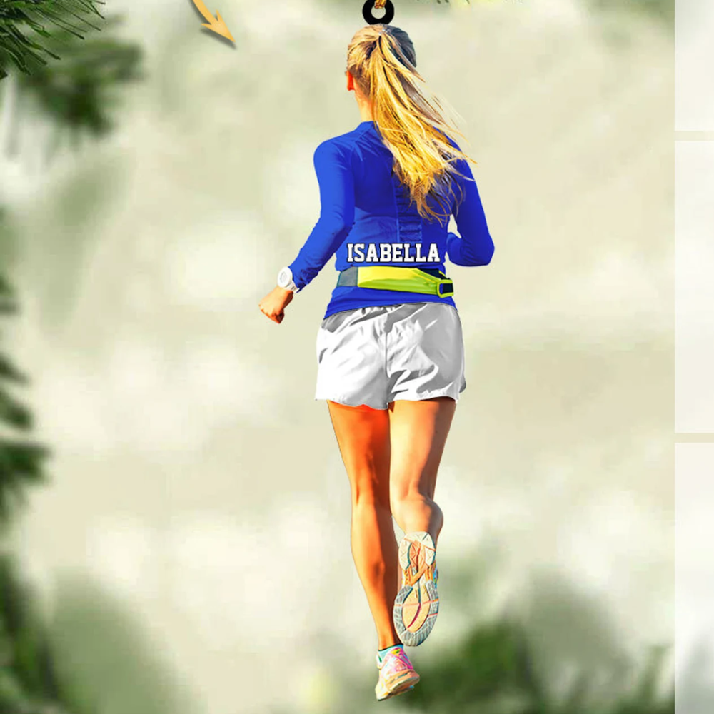 Personalized Name Female Runner Ornament, Custom Marathon Ornament, Running Christmas Ornament ON0490