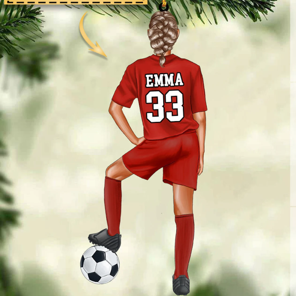 Personalized Soccer Player Christmas Ornament, Soccer Girl Ornament, Custom Name Number Soccer Ornament ON0486