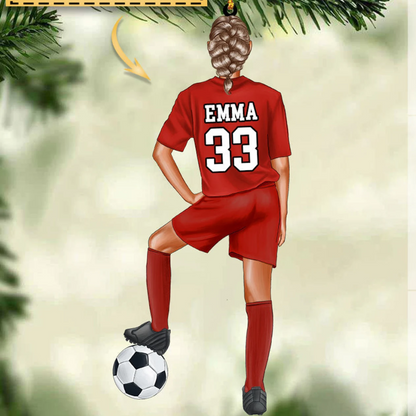 Personalized Soccer Player Christmas Ornament, Soccer Girl Ornament, Custom Name Number Soccer Ornament ON0486