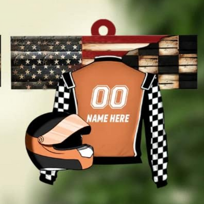 Personalized Dirt Track Racing Christmas Ornament, Custom Name Racer Ornament ON0617