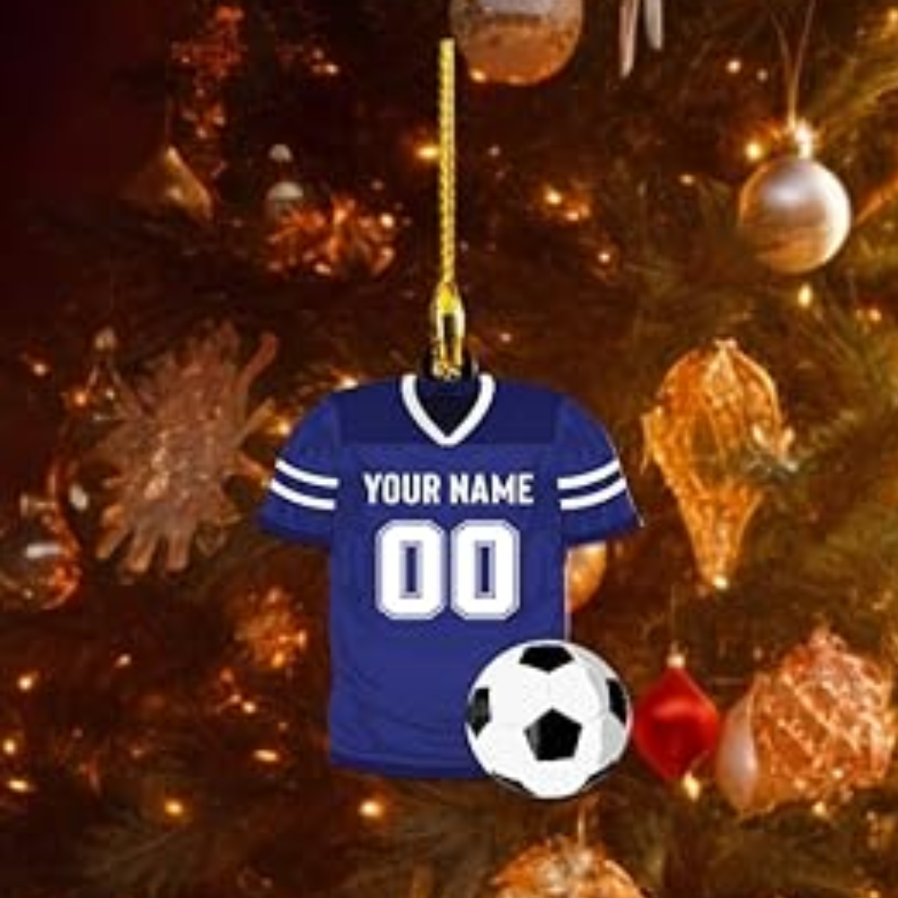 Personalized Soccer Uniform Christmas Ornament 2024, Custom Name Soccer Player Ornament ON0834