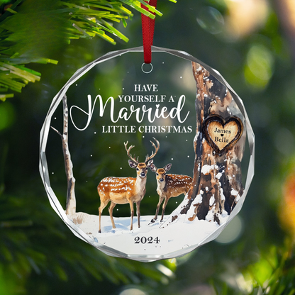 Personalized Have Yourself A Married Little Christmas Glass Ornament, Custom Wedding Married Ornament ON0863