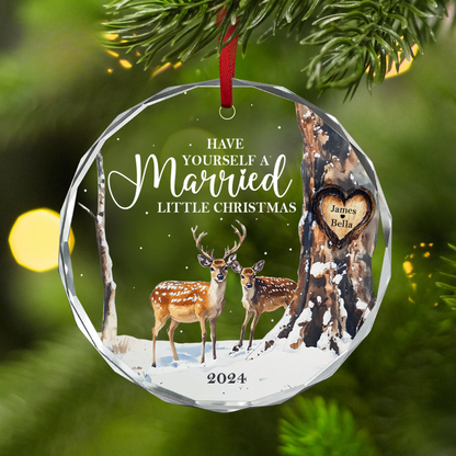 Personalized Have Yourself A Married Little Christmas Glass Ornament, Custom Wedding Married Ornament ON0863