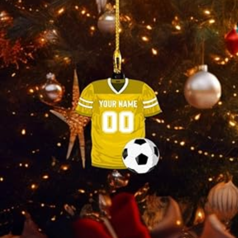 Personalized Soccer Uniform Christmas Ornament 2024, Custom Name Soccer Player Ornament ON0834