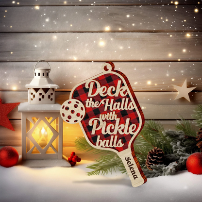 Personalized Deck the Halls with Pickleballs Christmas Ornament, Custom Pickleball Paddle Ornament With Name ON0866