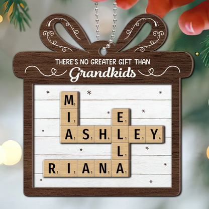 There's No Greater Gift Than Grandkids Crossword Art Puzzle Personalized 2-Layer Wooden Ornament, Custom Family Christmas Ornament 2024 ON0836