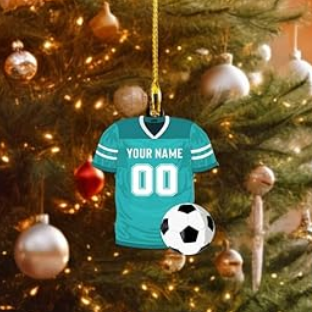 Personalized Soccer Uniform Christmas Ornament 2024, Custom Name Soccer Player Ornament ON0834