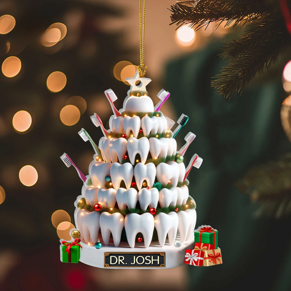 Personalized Dental Hygiene Christmas Ornament, Custom Dental Squad Ornament With Name ON0870