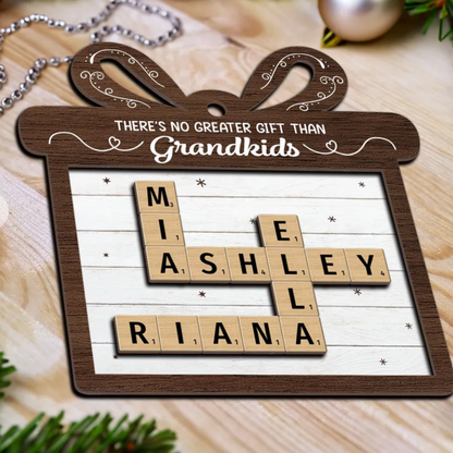 There's No Greater Gift Than Grandkids Crossword Art Puzzle Personalized 2-Layer Wooden Ornament, Custom Family Christmas Ornament 2024 ON0836