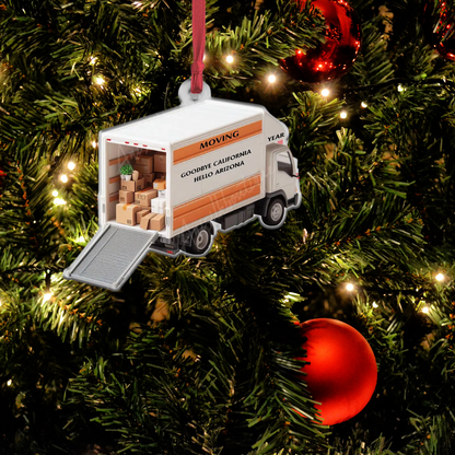 Personalized 1st Christmas Moving Truck Ornament, Custom New Home Moving Ornament With Name ON0878