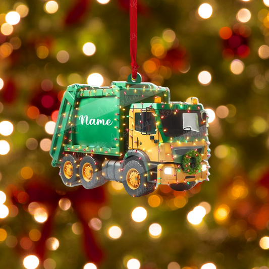 Personalized Garbage Truck Christmas Ornament, Custom Name Sanitation Worker Ornament ON0858