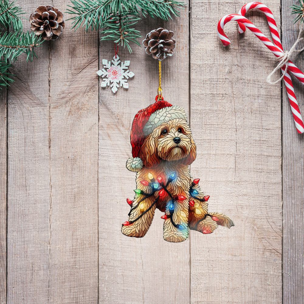 Cavapoo Light Christmas Ornament, Cavapoo Xmas Ornament For Dog Lover ON0879