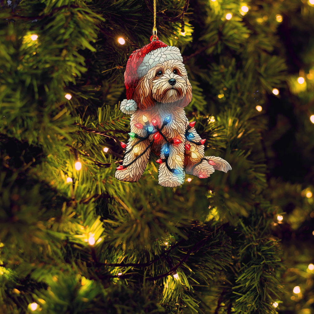 Cavapoo Light Christmas Ornament, Cavapoo Xmas Ornament For Dog Lover ON0879