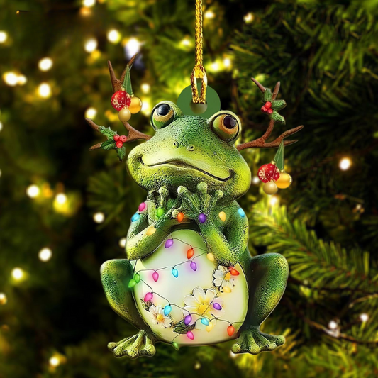 Cute Frog Light Christmas Ornament, Frog Lover Ornament ON0881