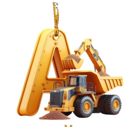 Construction Vehicle Letter Christmas Ornament, Initial Letter Truck Tractor Ornament ON0882