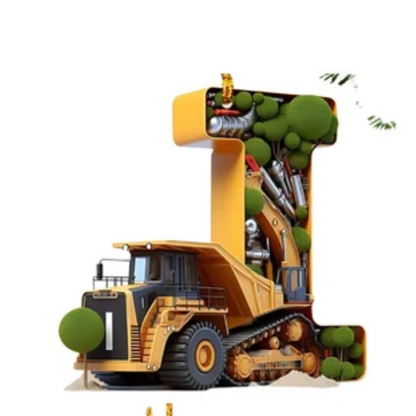 Construction Vehicle Letter Christmas Ornament, Initial Letter Truck Tractor Ornament ON0882