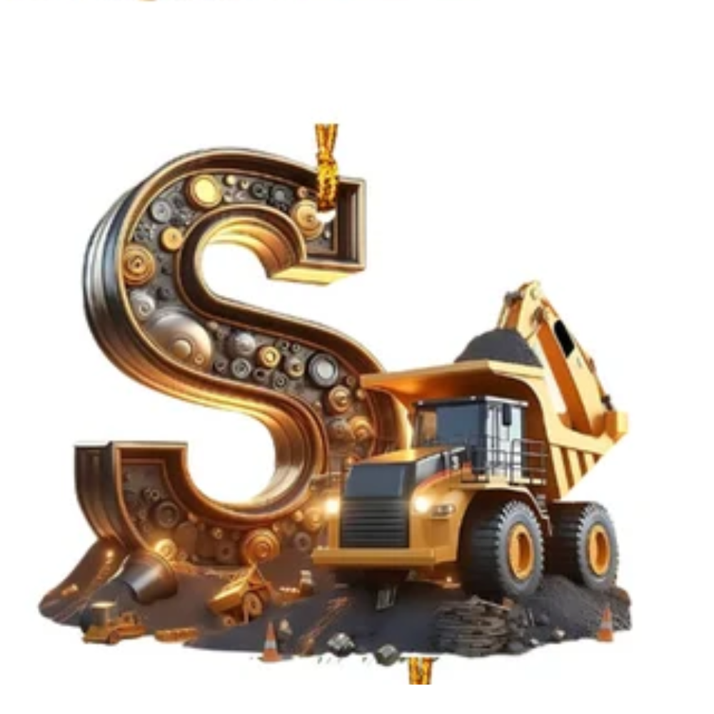 Construction Vehicle Letter Christmas Ornament, Initial Letter Truck Tractor Ornament ON0882