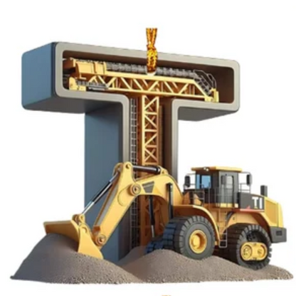 Construction Vehicle Letter Christmas Ornament, Initial Letter Truck Tractor Ornament ON0882