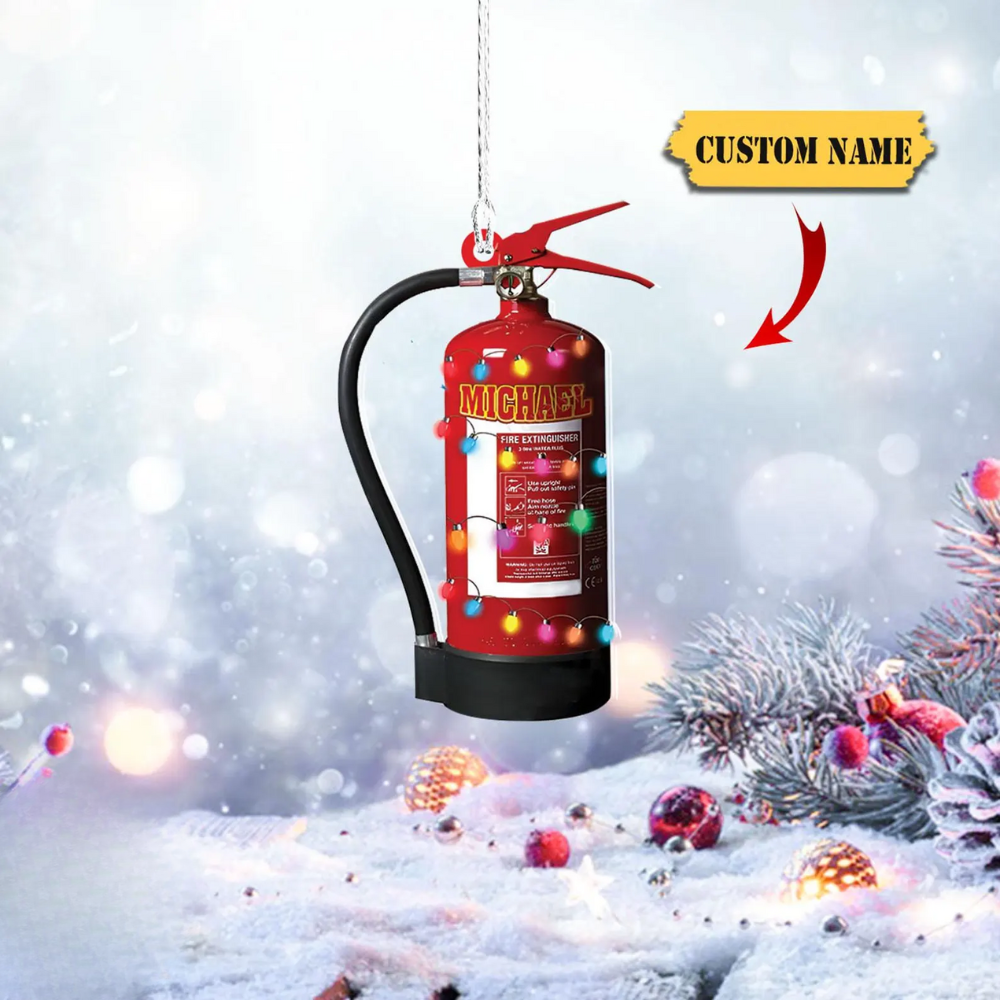 Personalized Firefighter Fire Extinguisher Light Christmas Ornament, Custom Firefighter Ornament With Name ON0914