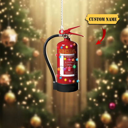 Personalized Firefighter Fire Extinguisher Light Christmas Ornament, Custom Firefighter Ornament With Name ON0914