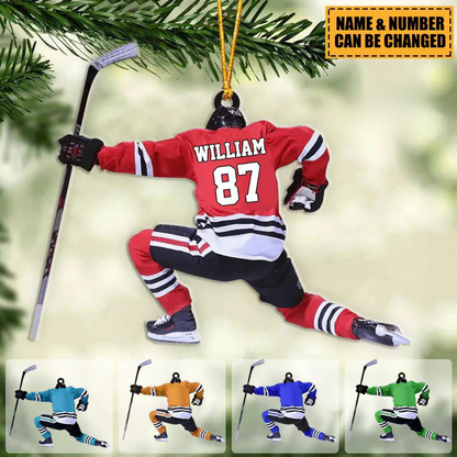 Personalized Ice Hockey Player Ornament, Custom Name Ice Hockey Lovers Ornament ON0940