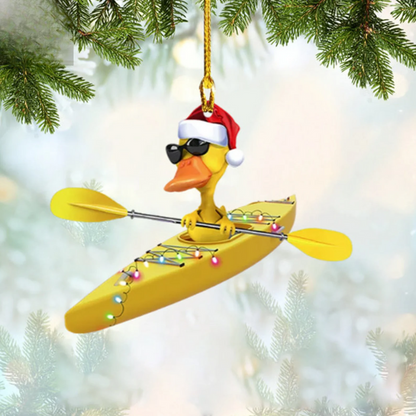 Personalized Kayaking Ducks Light Christmas Ornament, Custom Name Water Sports Enthusiasts Ornament ON0900