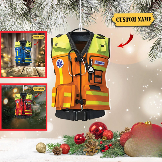 Personalized Emt Paramedic Safety Vest Ornament, Custom Name Paramedic Ornament ON0943