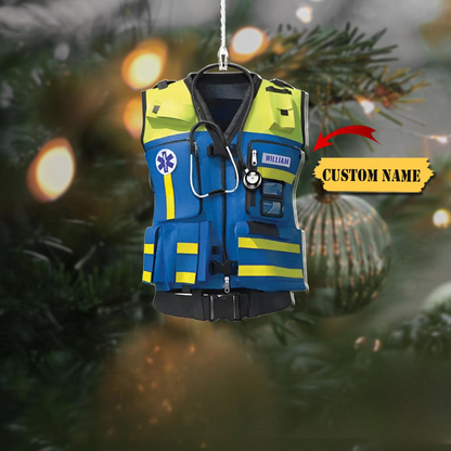 Personalized Emt Paramedic Safety Vest Ornament, Custom Name Paramedic Ornament ON0943