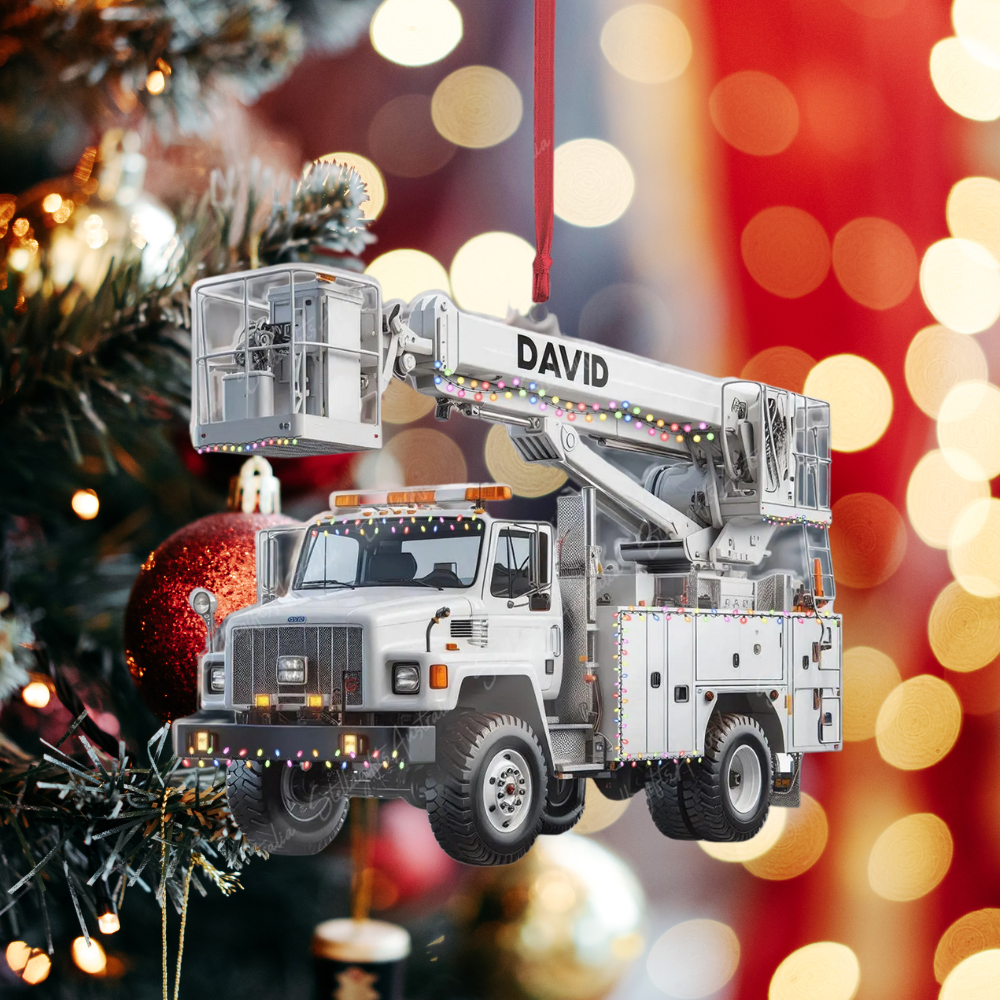 Personalized Lineman Truck Crane Vehicles Christmas Ornament, Custom Crane Vehicles ornament With Name ON0944