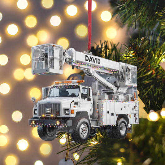 Personalized Lineman Truck Crane Vehicles Christmas Ornament, Custom Crane Vehicles ornament With Name ON0944