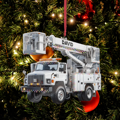 Personalized Lineman Truck Crane Vehicles Christmas Ornament, Custom Crane Vehicles ornament With Name ON0944