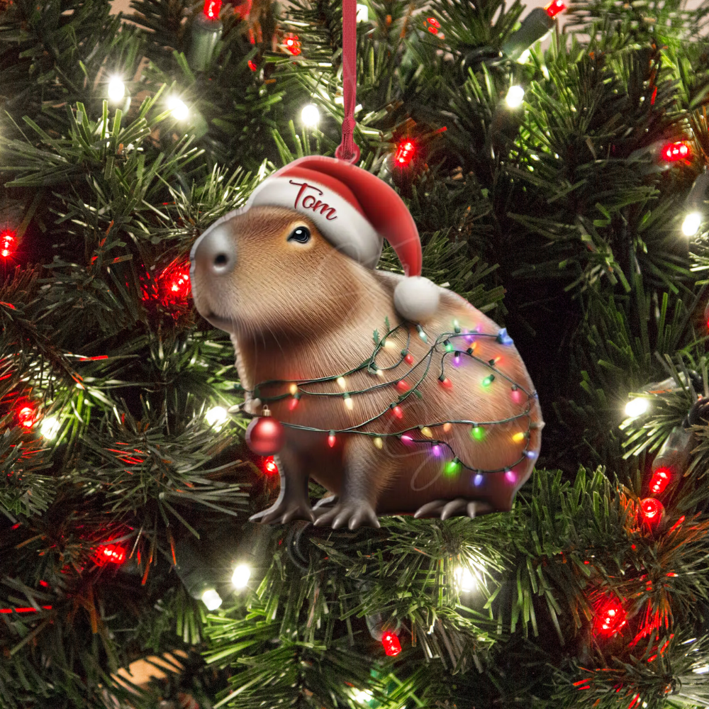 Personalized Capybara Light Christmas Ornament, Custom Name Capybara Ornament ON0948