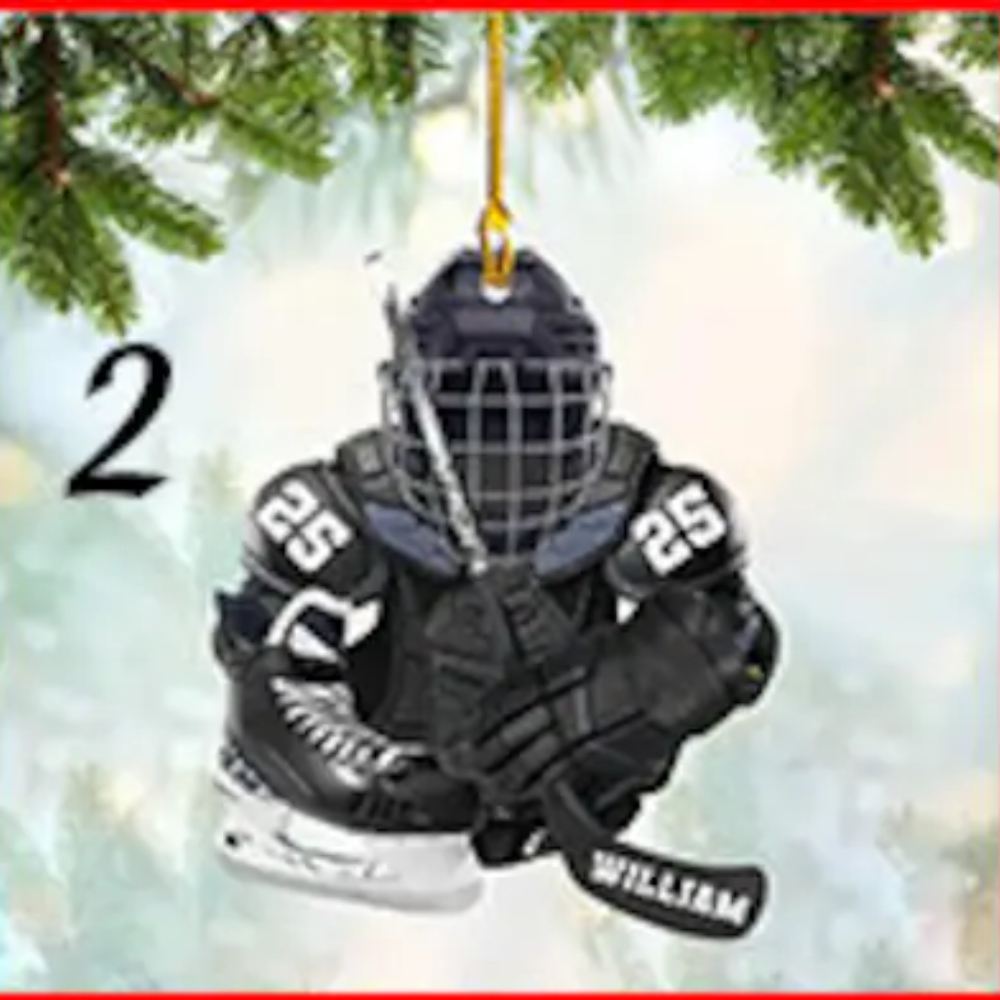 Personalized Hockey Equipment Christmas Ornament, Custom Name Number Hockey Lover Ornament ON0955