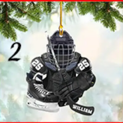 Personalized Hockey Equipment Christmas Ornament, Custom Name Number Hockey Lover Ornament ON0955